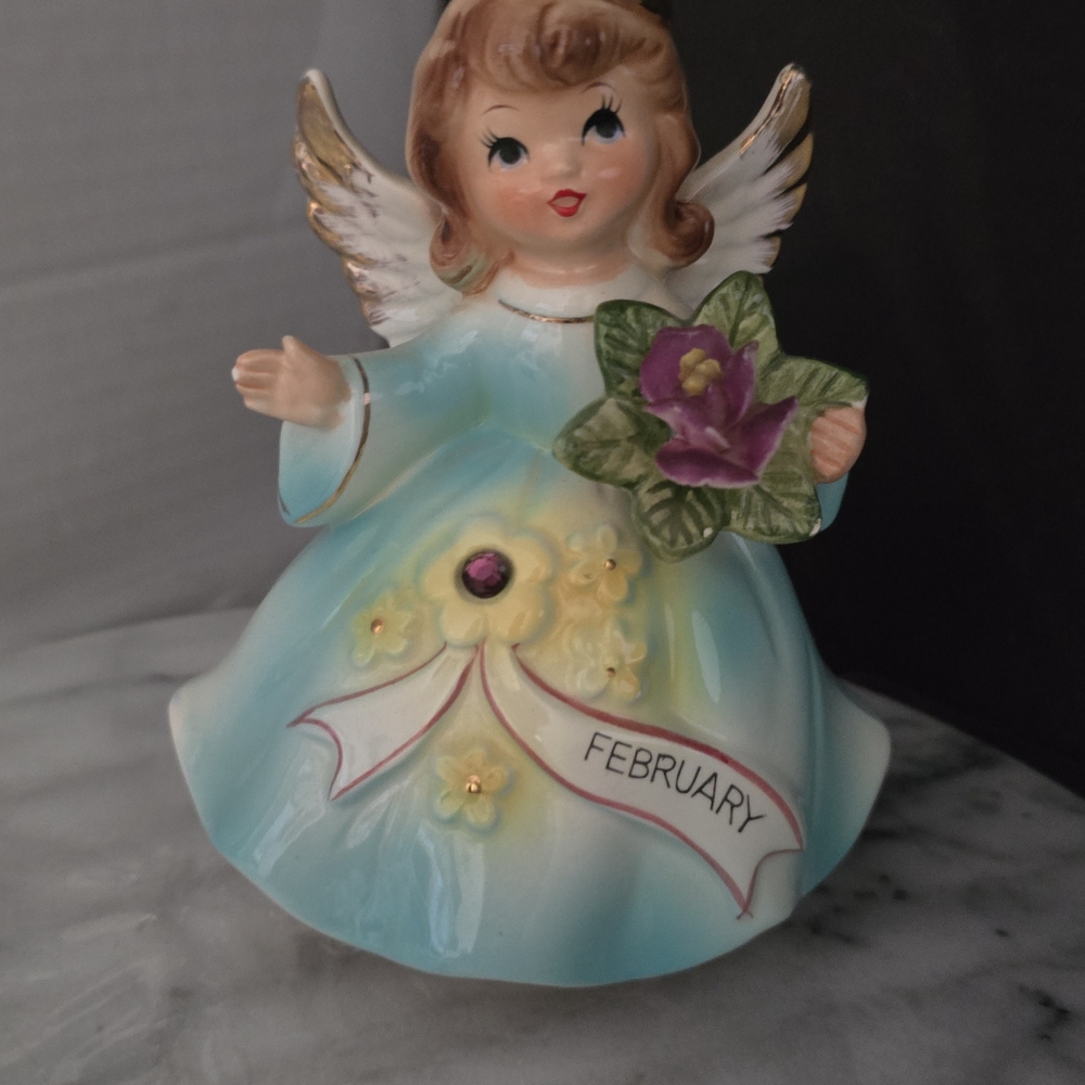 February Angel Figurine with Flowers